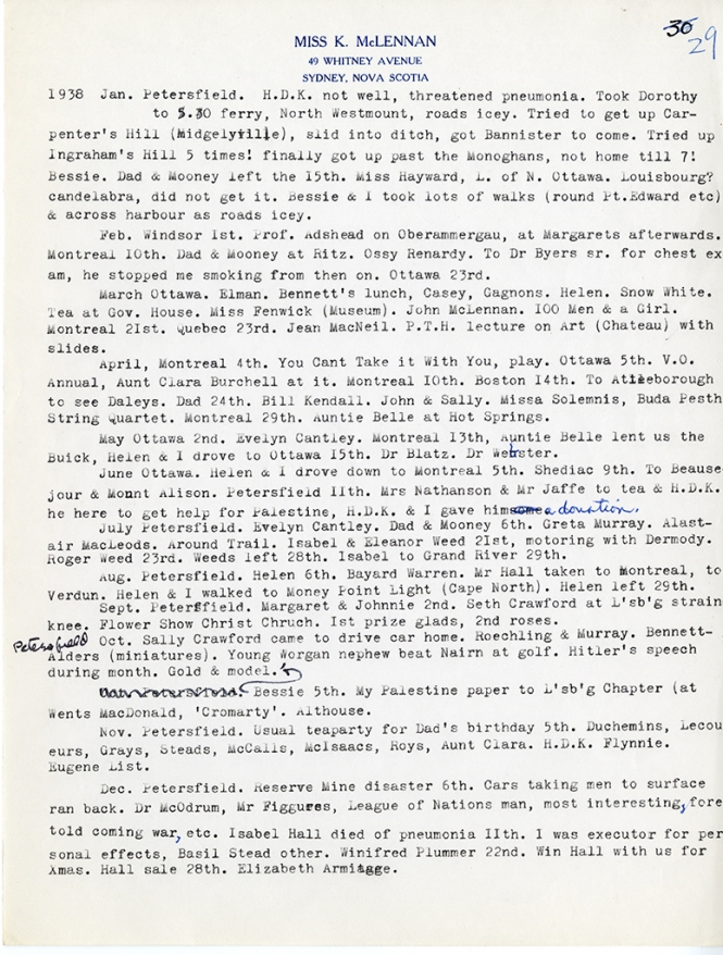 Katharine McLennan's Diary